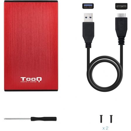 Tooq TQE-2527R Caja Externa para Disco Duro 2.5 Pulgadas SATA, Rojo/Negro